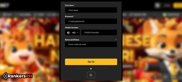 Jolibet registration interface