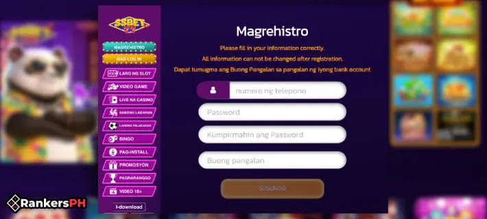 ssbet77 registration interface