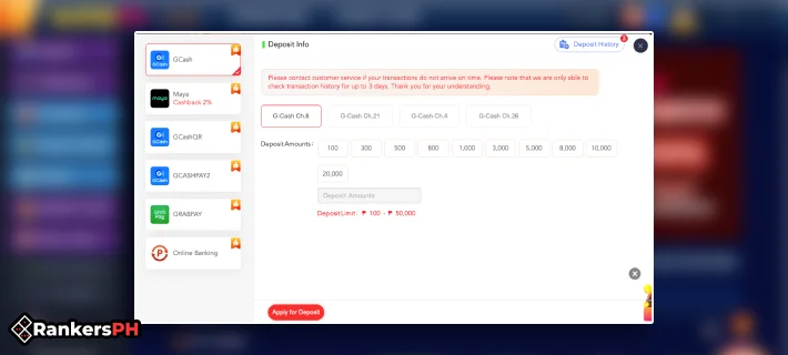 SuperPH Deposit Interface