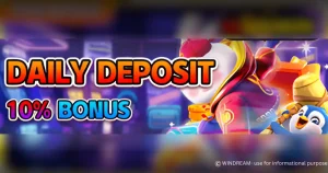 WINDREAM Daily 10% First Deposit Bonus banner