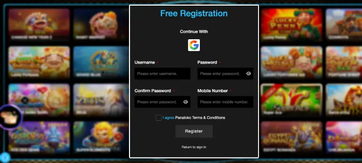 panaloko register interface