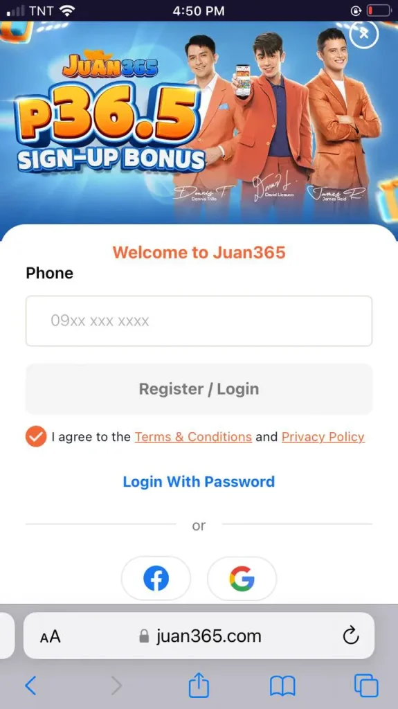 Juan365 register