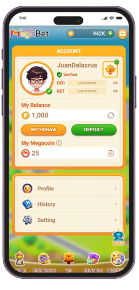 Step 1 Megabet Withdrawal